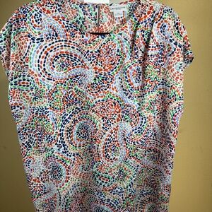 Liz Claiborne Orange and Blue Blouse